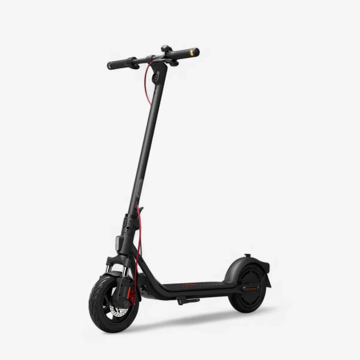 Trottinette électrique Ninebot F2 Pro E II noire, vue de profil, guidon déplié