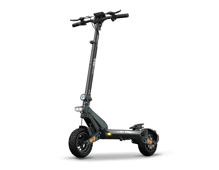 La trottinette électrique Urbanglide GT Pro, noire, dépliée, vue de profil